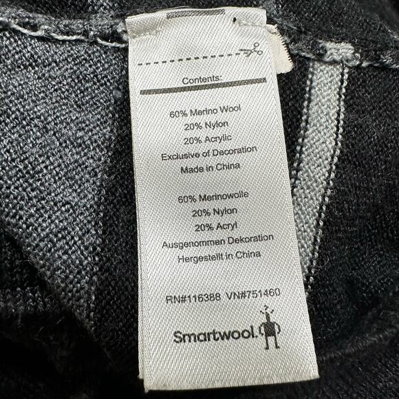 Smartwool Sweater Womens Size XS Long Sleeve V Neck Black Gray Striped Merino - Picture 4 of 5